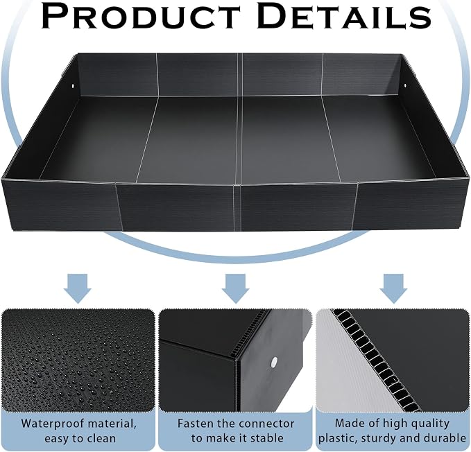 Geelin 55 × 27 Inches Black Corrugated Plastic Cage Liners Base 2 x 4 Panel Size Guinea Pig Cage Liner Waterproof Mat Hedgehogs Rabbits Bunny Small Animals Tray - Image 3