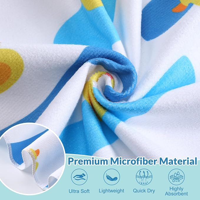 Frienda 4 Pack Microfiber Oversized Lightweight Beach Towel 71x32 in for Women Men Microfiber Quick Dry Sand Free Ocean Coastal Towels for Beach Pool Travel(Little Yellow Duck) - Image 3