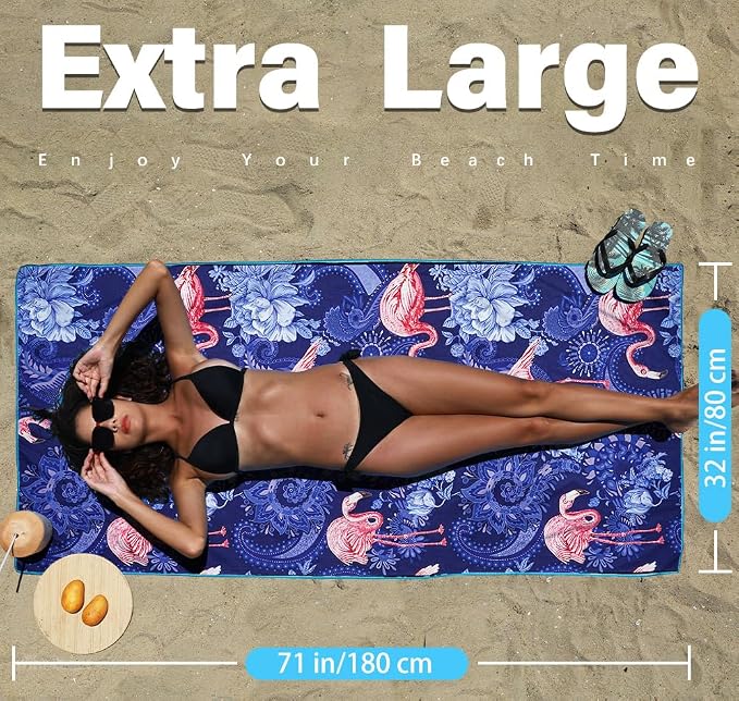 Widdonen Microfiber Beach Towel,Compact 4 Pack-71x32 Inch with Bag Travel | Extra Large,Lightweight,Thin,Sand Free,Quick Dry,Absorbent.Packable for Camping,Swim,Pool,Bath,Picnic,Cruise Essentials Gift - Image 3