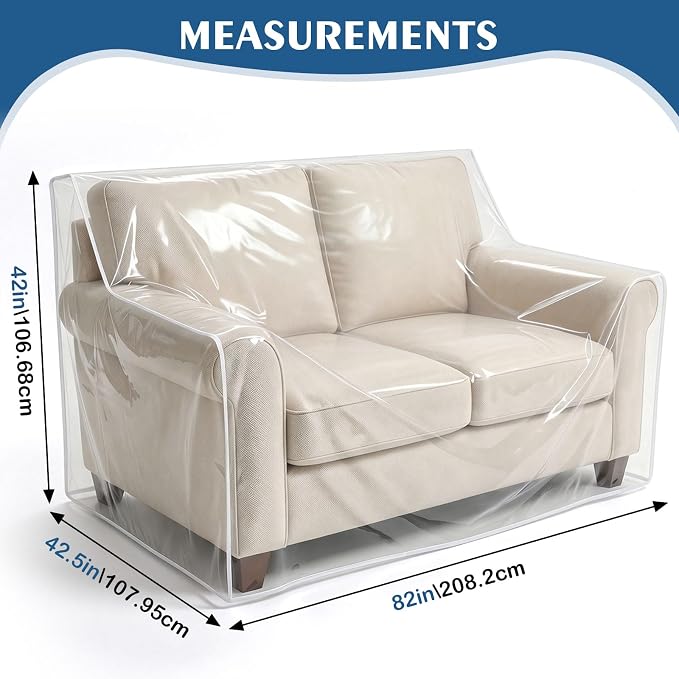 TAOCOCO Plastic Couch Covers 82" W Heavy Duty Clear 2 Seat Sofa Covers, Thick Vinyl Loveseat Couch Cover for Dog & Cat, Waterproof & Dustproof Sofa Furniture Protector for Storage and Moving - Image 3