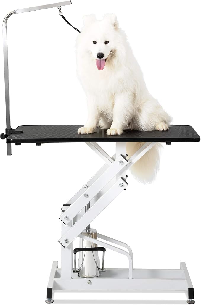 Hydraulic Dog Pet Grooming Table, 42 Inch Heavy Duty Professional Pet Grooming Station 21'' -36'' Height Adjustable for Small Medium Large Dog at Home with Clamps and Grooming Noose, Black - Image 2