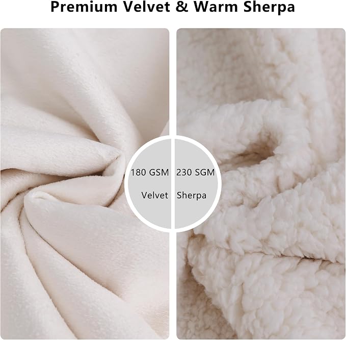 Waterproof Blanket for Dogs - Pet Throw as Furniture Protector | Cozy Sherpa & Smooth Velvet, Reversible and Machine Washable, for Couch and Bed, 30"x40", Beige - Image 3