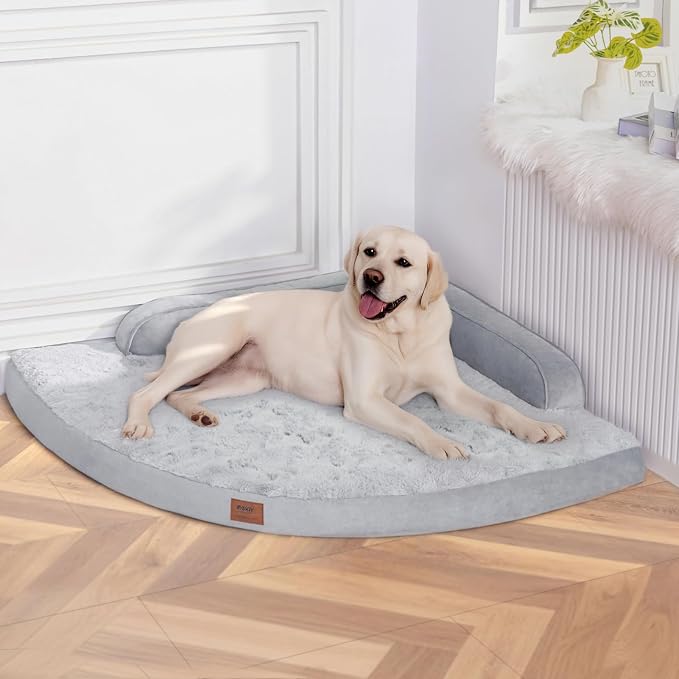 MEKIY Jumbo Orthopedic Waterproof Dog Bed with Sides for Extra Large Dogs | Egg Crate Foam, Waterproof Liner, Anti-Slip Bottom, Space-Saving, Perfect for Corners and Sofa Edges, 42 x 42 Inch by Mekiy
