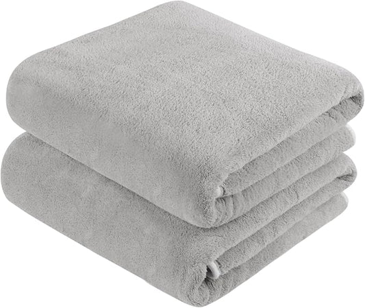 KinHwa Microfiber Bath Towels 2 Pack 30x60 Inch Large Shower Towels Gray1 | Large absorbent bath towel for shower, spa, swimming, pool Soft quick dry microfiber 30x60 inch for women and men by KinHwa
