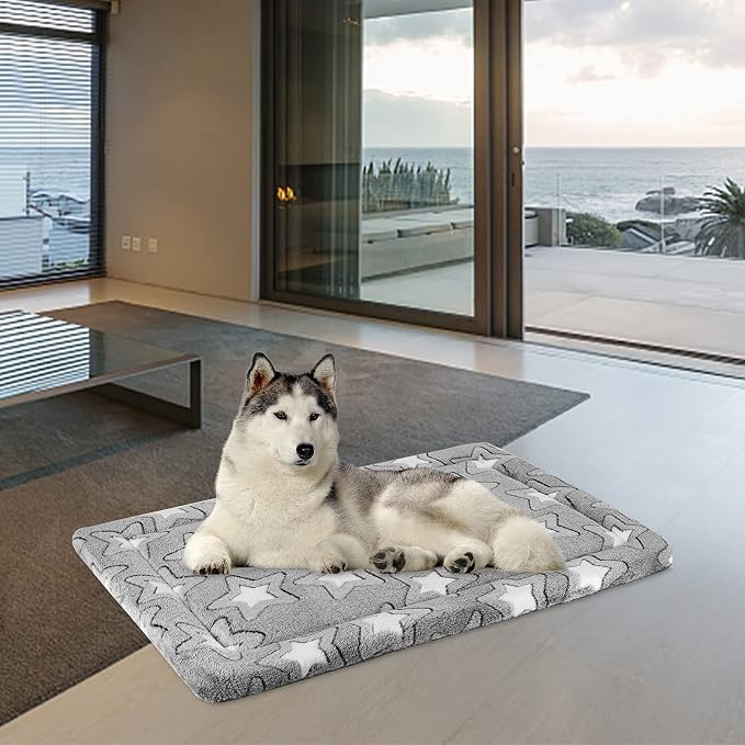 EMPSIGN Dog Crate Pad for 36"x24" Dog Crate, Star Pattern/Grey | Reversible Kennel Mat (Cool & Warm), Machine Washable, Cozy Star Pattern Sleeping Pad, All-Season Pet Bed - Image 4