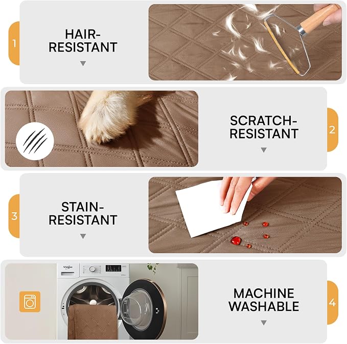 Luciphia Waterproof Couch Cover for Dogs, Non-Slip Pet Sofa Protector | Non-slip waterproof couch cover scratch-resistant machine washable protects sofa bed, Light Brown, 30" x 70" - Image 4