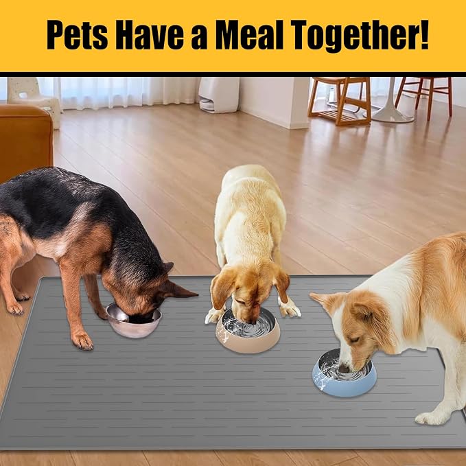 Large Dog Mat for Food and Water, 31.8"x23.8" Silicone Pet Feeding Mats, Waterproof Dog Bowl Mat with High Edges to Prevent Water and Food Spills, Dark Blue - Image 7
