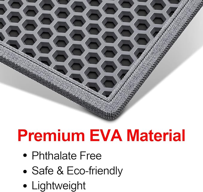 Waretary Large Cat Litter Mat, 36"x30" Waterproof Scatter Control Grey | Double Layer Litter Recycling, Easy to Clean, Non-Slip, Durable, Paw-Friendly, Safe & Odorless, Fits Large Litter Boxes - Image 5