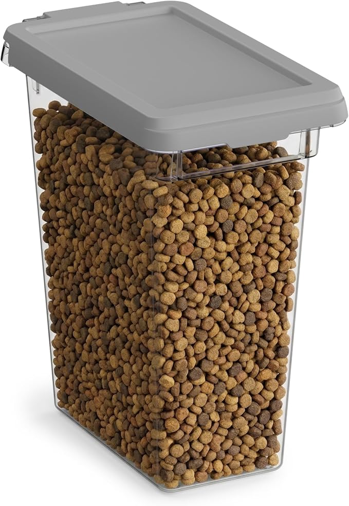 Mighty Tuff 8 lb Pet Food Storage Container with Airtight Lid, Clear | Secure lid clasp helps keep dog and cat food fresh while the clear container simplifies pantry organization. by MightyTuff