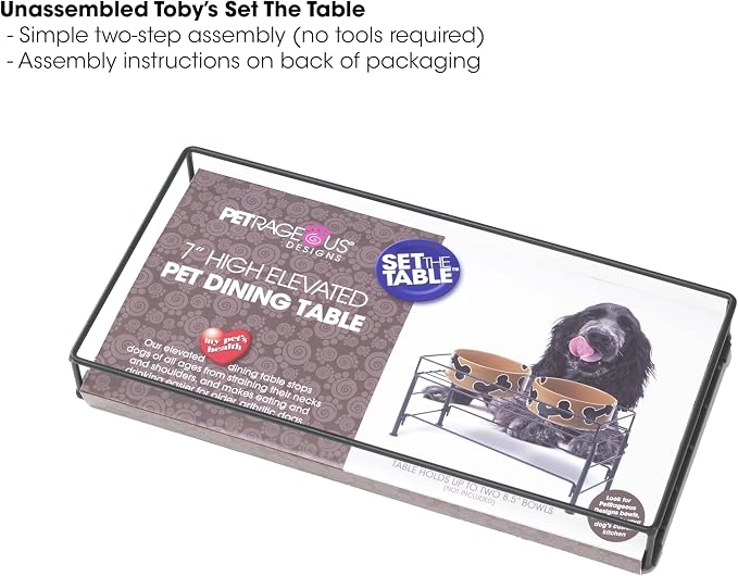 PetRageous 81031 Tobys Set The Table Steel Frame Dog Feeder, 7-Inch Tall by 18-Inch Long and 8.5-Inch Wide, Holds Two 8-Inch Diameter Bowls, for Medium Dogs And Cats, Black - Image 7