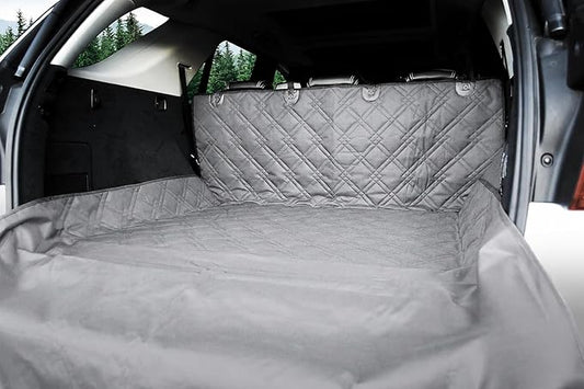 Bulldogology SUV Cargo Liner for Dogs 55"x106" Heavy Duty Pet Trunk Cargo Cover - Dog Car Seat Cover Waterproof Nonslip - Dog Hair, Muddy Paws, Scratches Protector for Cars Vans SUVs (X-Large, Grey) by BulldogologyPetSolutions