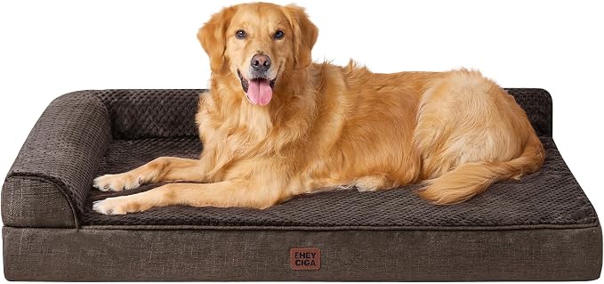 EHEYCIGA Extra Large Dog Bed Othorpedic, Memory Foam XL Dog Bed with Washable Removable Cover, Waterproof Pet Sofa Couch XLarge Size Dogs with Nonskid Bottom, 44x32x6.5, Brown by EHEYCIGA