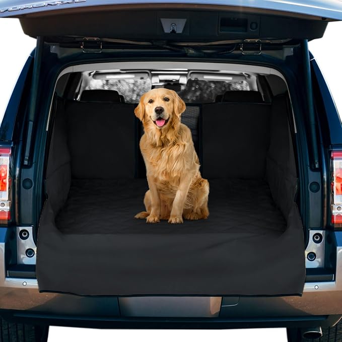 Cargo Cover for Dogs, Water Resistant Pet Cargo Liner Dog Seat Cover Mat for SUVs Sedans Vans with Bumper Flap Protector, Non-Slip, Backseat Cover, Trunk Liner Universal Fit (Large/Black) by Frontpet