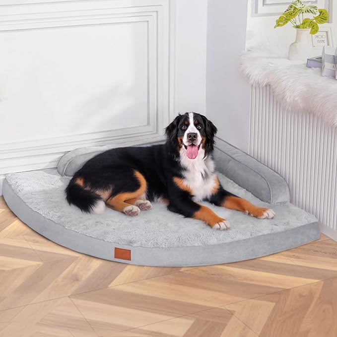 MEKIY Orthopedic Waterproof Dog Bed with Sides for Large Medium Dogs | Egg Crate Foam, Waterproof Liner, Anti-Slip Bottom, Space-Saving, Perfect for Corners and Sofa Edges, 35 x 35 Inch by Mekiy
