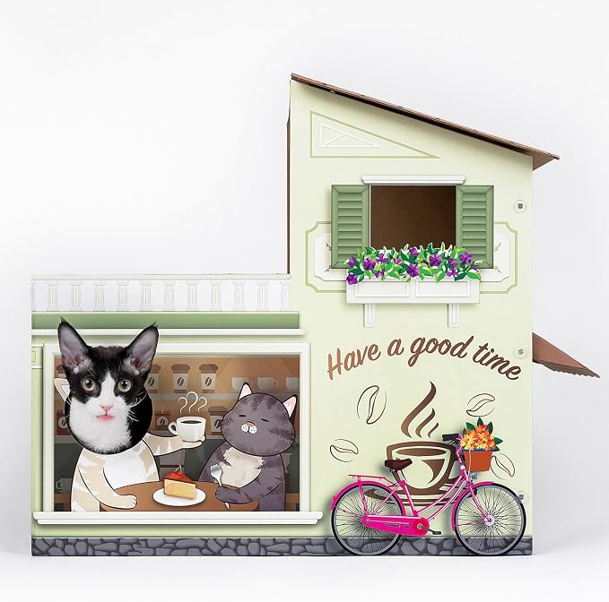 SMILE PAWS Cat Beds for Indoor Cats, Cardboard Cat House with Scratchers, Coffee Shop, Large Sturdy Cat Furniture Condo Cave Tent, Easy to Assemble Pet Toys Accessories Stuffs, Bunny Small Animals - Image 6
