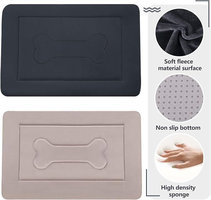 Large Dog Bed Soft Dog Crate Pad Mat, 42 in Non-Slip Bottom Washable Dog Sleeping Mattress Pet Beds Cat Bed Kennel Pad, Dark Blue Gray - Image 3