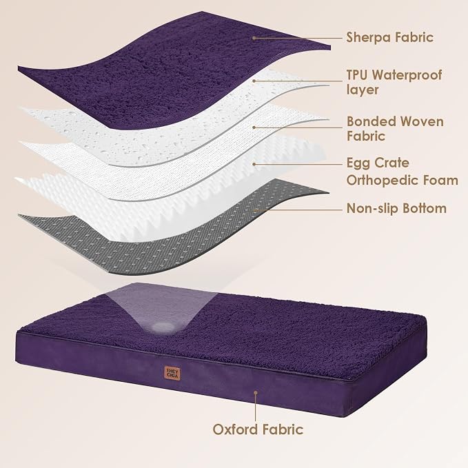 EHEYCIGA Orthopedic Dog Bed Extra Large with Removable Washable Cover, 50IN | Egg Crate Foam Support, Durable Oxford fabric, Non-Slip Bottom, Machine Washable, Soft Waterproof Plush Pet Bed Mat For Crate - Image 4