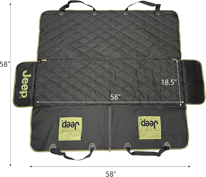 Jeep Vehicle Seat Protector for Dogs and Pets (Charcoal Black) Adjustable Seat Cover - Durable Protection Waterproof Design (58 x 23 x 18.5 inch) - Image 3