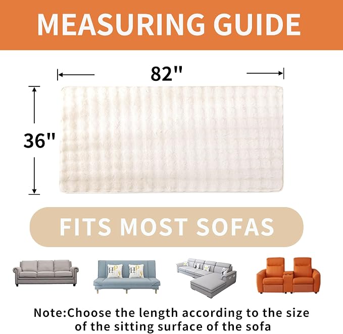 Waterproof Dog Bed Cover Non Slip Couch Covers for Dogs Washable Faux Fur Sofa Cover Couch Covers for 3 Cushion Couch Sofa Pet Friendly (Off White) - Image 4
