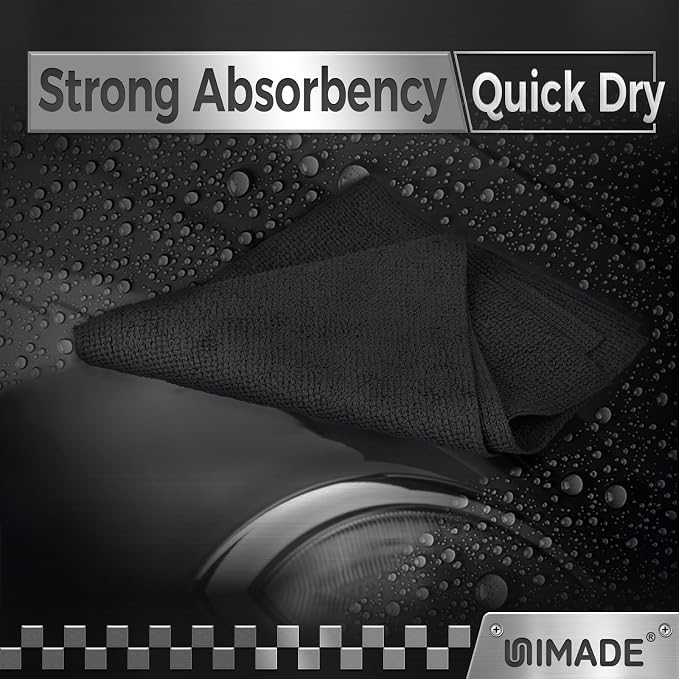 UNIMADE Microfiber Cleaning Cloth, 24 Pack Reusable Microfiber Towels | for Cars Lint Free Cleaning Shop Towel Rags for Home Kitchen Automotive Bar Mechanic Restaurant Garage, 11"x 12", Grey - Image 4