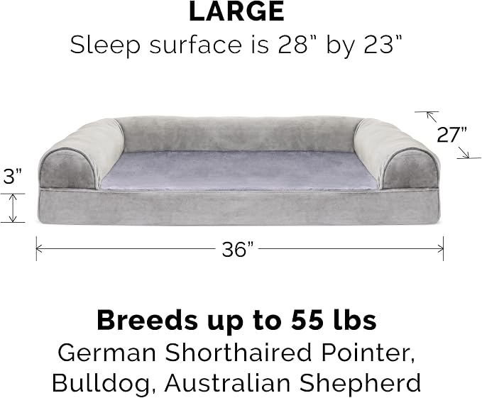 Furhaven Replacement Dog Bed Cover Faux Fur & Velvet Sofa-Style, Machine Washable - Smoke Gray, Large - Image 3