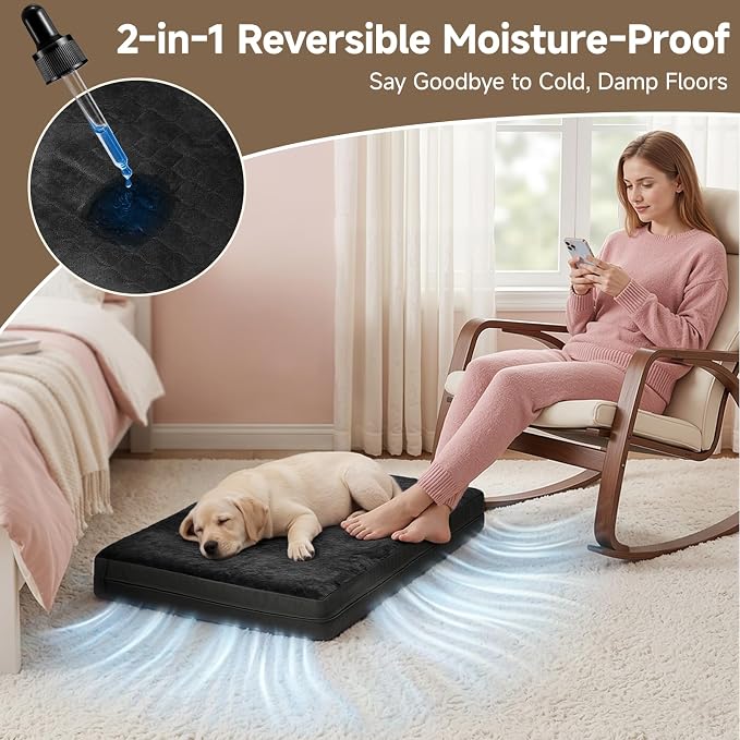 XXL Waterproof Dog Crate Bed, Extra Large Washable Kennel Pad, 47x29, Black | Kennel Pet Bed for Large Dogs with Removable Cover, Waterproof, Wipeable, Anti-Slip, Outdoor, Black - Image 7