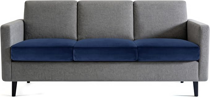 Hokway Velvet Couch Cushion Covers Water Resistant Seat Covers Stretch Sofa Cushion Protector(Small-3PC, Navy) - Image 2