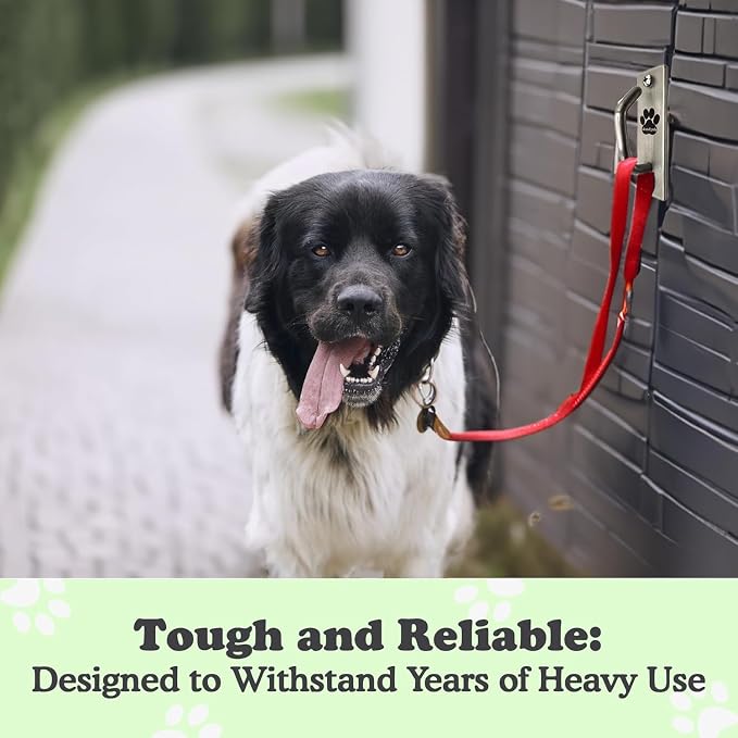 Canine Hitch- Secure Dog Leash Parking Mounted Indoor – Outdoor Wall Hook - Tie Out Stainless Steel Practical Lead Management for Home & Business, Slim Compact 2 Pack - Image 4