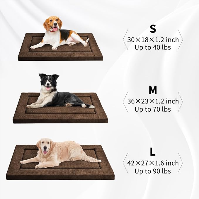 Dog Bed for Crate, Small Dog Crate Beds, Washable Pet Bed Mat Kennel Pad | 30" Medium Pet Beds Mat W/ Soft Wavy Plush Comfortable Anti-Slip Sleeping Mattress for Dogs & Cats - Image 3
