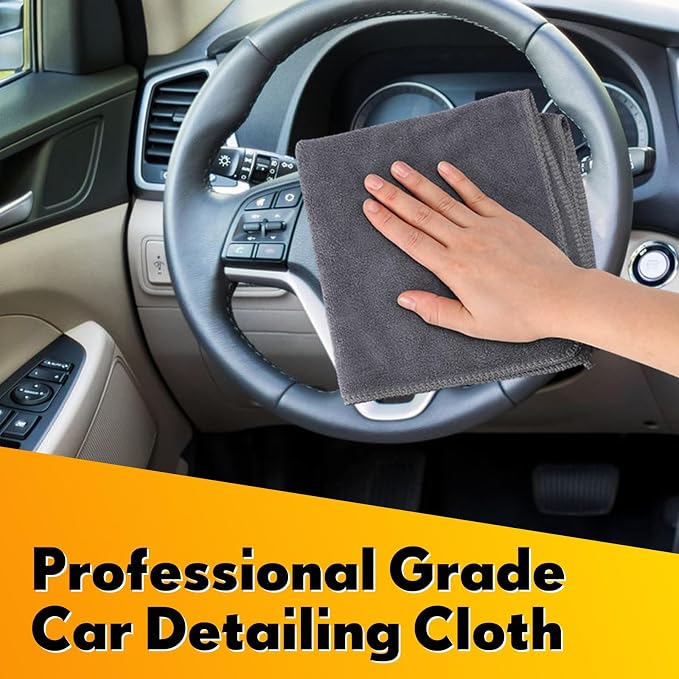 Nuenen Microfiber Cleaning Cloths for Cars 16 x 16 Inch Ultra Absorbent Car Towels Drying Reusable Cleaning Supplies House Kitchen Window Microfiber Towel (Gray,60 Pcs) - Image 4