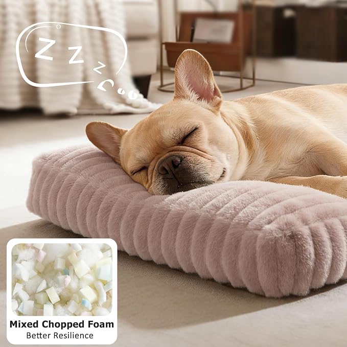 XL Dog Bed, Flat Pet Beds with Removable Washable Cover, Pet Mat Cute Dog Crate Bed Thick Shredded Chopped Crate Foam & Anti Slip Bottom for Indoor - Image 3