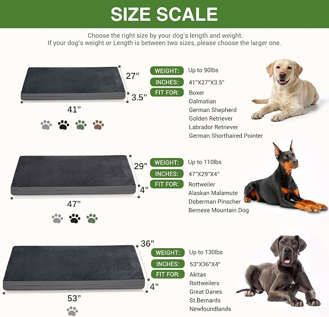 Waterproof XXL Dog Bed, Outdoor Washable Orthopedic Large Crate Pad 48" | Jumbo Pet Bed Foam, Reversible Faux Leather & Flannel, Durable Removable Cover, Anti-Slip Kennel Pad 47"x29" Dark Gray - Image 8