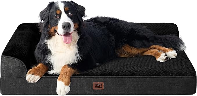 EHEYCIGA XXL Dog Bed Memory Foam, Orthopedic Giant Dog Bed Jumbo with Washable Removable Cover, Waterproof Pet Sofa Couch with Nonskid Bottom, 48x35x7.5, Black by EHEYCIGA