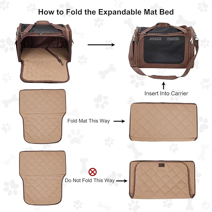 EliteField Deluxe Soft-Sided Pet Carrier (3 Year Warranty, Airline Approved), Travel Bag for Dogs, Cats & Small Pets, with Expandable Mat