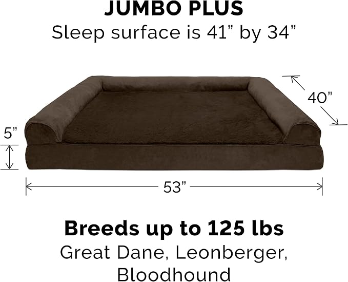 Furhaven Replacement Dog Bed Cover Plush & Suede Sofa-Style, Machine Washable - Espresso, Jumbo Plus (XX-Large) - Image 3