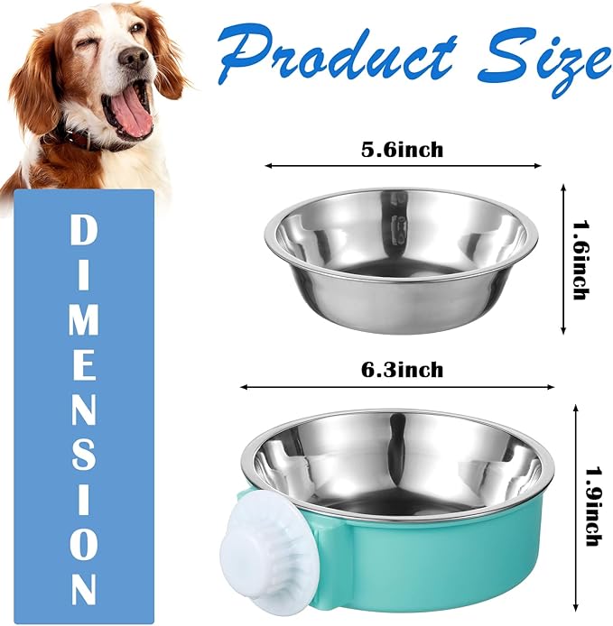 Mimorou 12 Pcs Crate Bowls Bulk Puppy Dog Bowls for Kennel Removable Stainless Steel Crate Water Bowl Kennel Hanging Food Feeders Coop Cup for Cat Puppy Rabbit Birds Ferret Guinea Pigs - Image 2