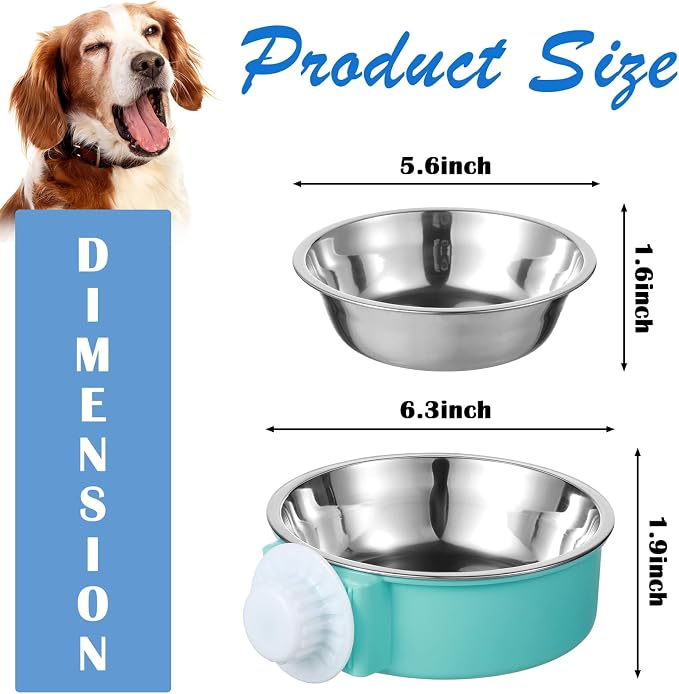 Mimorou 24 Pcs Crate Bowls Bulk Puppy Dog Bowls for Kennel Removable Stainless Steel Crate Water Bowl Kennel Hanging Food Feeders Coop Cup for Cat Puppy Rabbit Birds Ferret Guinea Pigs - Image 2