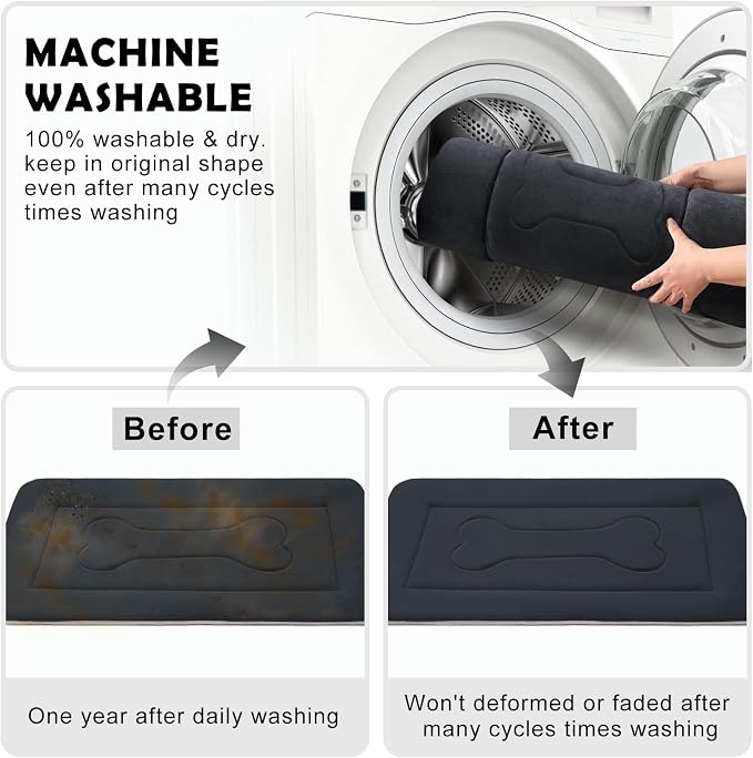 Dog Bed Soft Dog Crate Pad Mat for Medium/Large Dogs, 36 in Non-Slip Bottom Washable Dog Sleeping Mattress Pet Beds Cat Bed Kennel Pad, Dark Blue Gray - Image 5