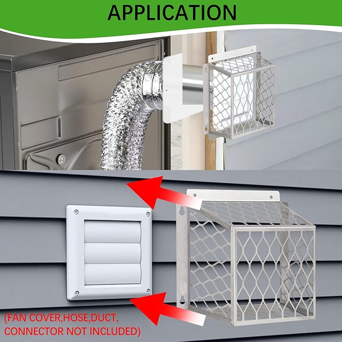 Dryer Vent Bird Guard,Dryer Vent Cover Outside for 3-4 inch Vent Hoods | Universal Outdoor Bird Guard for Dryer Vent & Bathroom Exhaust,Stainless Steel Bird Cage 7"Lx7"Wx5"H,Prevent Bird From Enter - Image 4