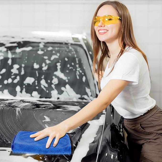 Tallew 60 Pcs Blue Microfiber Towels: 16"x16" Microfiber Drying Towels Bulk Micro Fiber Car Cleaning Cloth for Cars Drying Washing Polishing Cleaning Household Supplies - Image 6