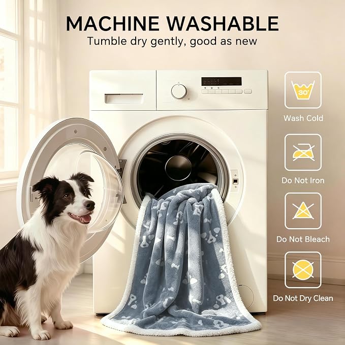 Luciphia Waterproof Dog Blanket Reversible Sherpa Fleece for Small Dogs Cat | Soft Print Pet Blanket Washable Pee Proof, Furniture Protector for Couch Sofa Bed Car, Cozy Throw (40" x 28", Grey) - Image 7