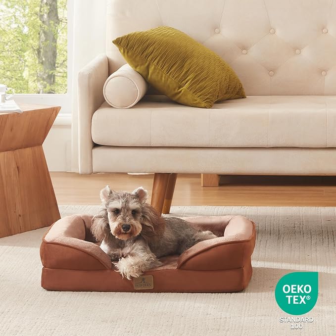Bedfolks Orthopedic Dog Bed Extra Small, Waterproof Dog Sofa Bed for Small Dogs & Cats, Egg Foam Pet Couch Bed with Removable Washable Cover and Nonslip Bottom, Brown - Image 8