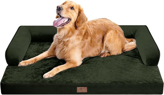 MEKIY Orthopedic Washable Dog Bed with Bolster for Medium to Large Dogs | Pillow Support for Neck Relief, Egg Crate Foam, Waterproof Liner, Anti-Slip Bottom, Removable Bolster Cover, 36 x 27 Inch by Mekiy