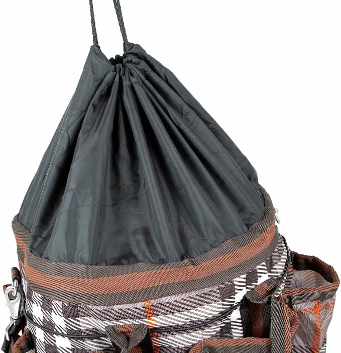 Jeffers Poplar Head Grooming Bag – Horse Grooming Organizer Tote with Pockets for Brushes, Tools, Clippers, Shampoo, Detangler – Stable Barn Kit Carrier for Horses, Pets, Plymouth Brown Plaid - Image 4