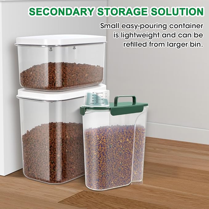 TBMax 10 Lbs Cat Dog Food Storage Container, 2026 Upgraded Large Pouring Container for Pet Food Storage, Bird Seed Dispenser, Portable Travel Kibble Holder -Dark Green - Image 6