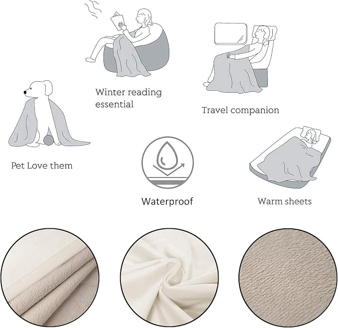 Ameritex Pet Bed Blanket Reversible 100% Waterproof Velvet Super Soft for Sofa and Bed (82x102 Inches, Cream+Beige) - Image 6