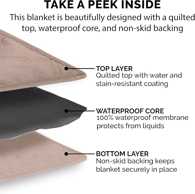 Furhaven Waterproof & Non-Slip Queen Size Mattress Cover Protector for Dogs & Cats, Washable, For Beds, Couches, & Car Seats - Quilted Twill Blanket Mattress Cover - Brownstone, Large/Queen Size - Image 7