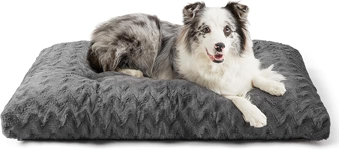 EHEYCIGA Washable Dog Bed for Crate 36x27 Inch, Anti-Slip L Plus Kennel Pad for Dogs Up to 55 lbs, Plush and Comfy Pet Sleeping Mat, Charcoal by EHEYCIGA