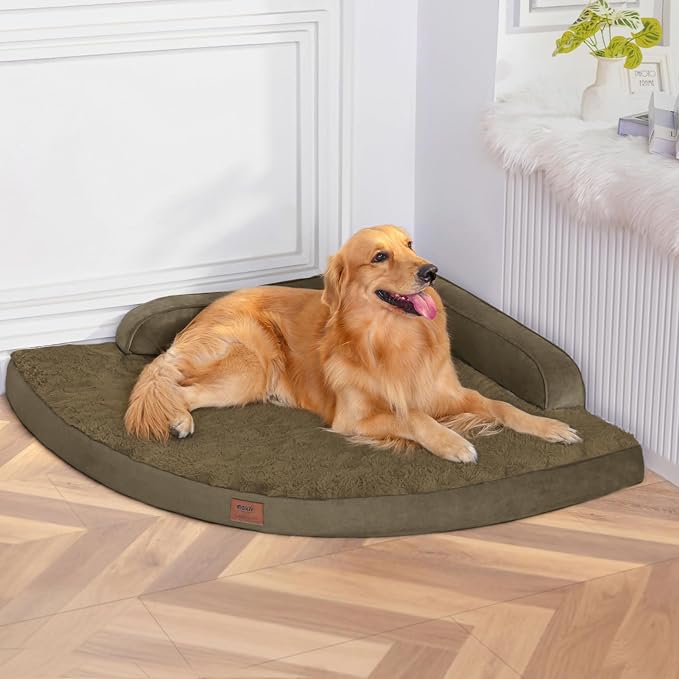 MEKIY Orthopedic Waterproof Dog Bed with Sides for Extra Large Sizes Dogs | Egg Crate Foam, Waterproof Liner, Anti-Slip Bottom, Space-Saving, Perfect for Corners and Sofa Edges, 40 x 40 Inch by Mekiy
