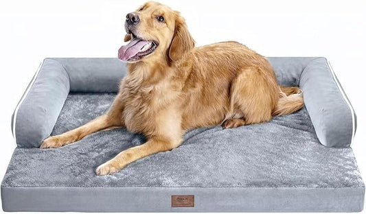 MEKIY Orthopedic Washable Dog Bed with Bolster for Medium to Large Dogs | Pillow Support for Neck Relief, Egg Crate Foam, Waterproof Liner, Anti-Slip Bottom, Removable Bolster Cover, 36 x 27 Inch by Mekiy